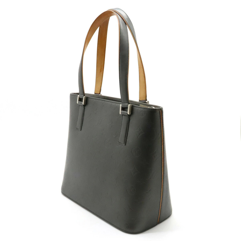 Louis Vuitton Noir Matte Tote Shoulder Leather Black Bag Monogram Stockton Black
